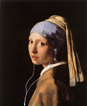 Girl with Pearl Earbuds (with apologies to Vermeer)